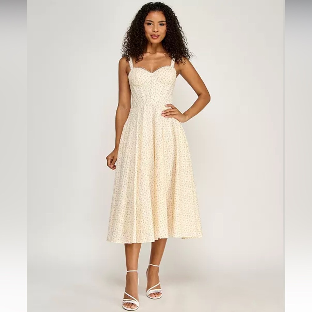 Sweetheart Neck Clip Dot Midi Dress